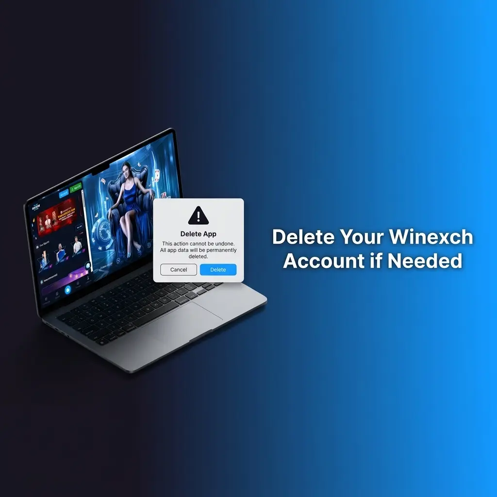 User requesting account deletion on Winexch by navigating account settings and contacting support for manual verification