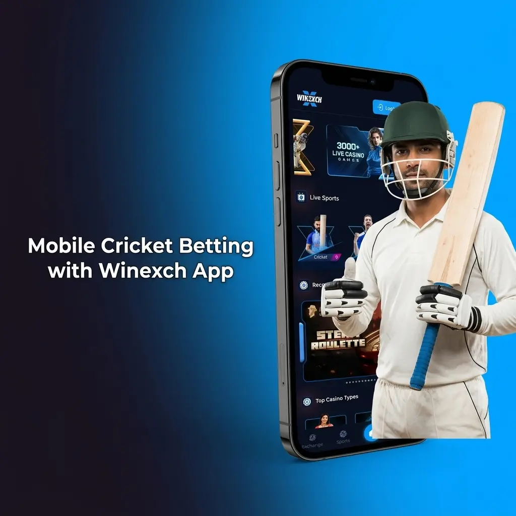 Winexch mobile cricket betting app interface on Android and iOS with live odds and UPI deposit options