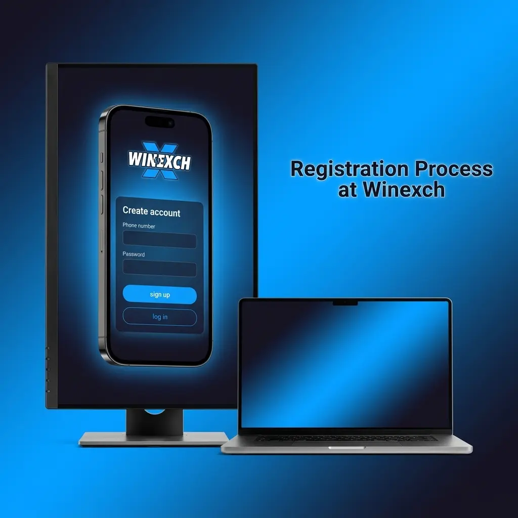 Winexch registration process steps showing sign-up form fields for sports betting and casino account creation in India