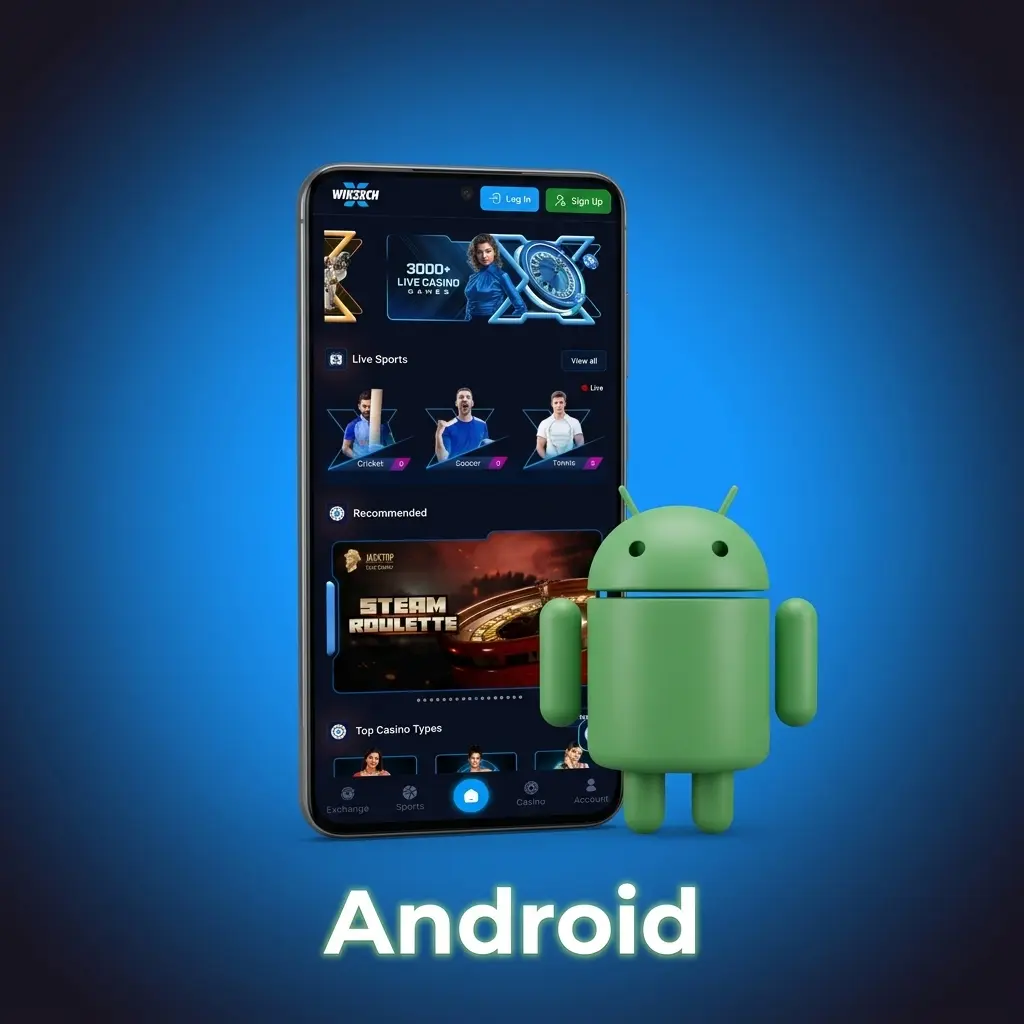 Winexch Android app download guide showing APK installation steps for Android 5.0 or higher devices in India