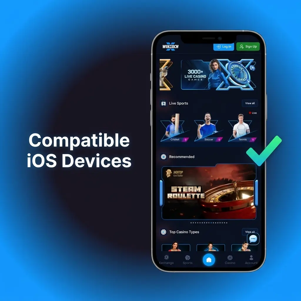 List of compatible iOS devices for Winexch app including iPhone X through 17 series and iPad Air and Pro models